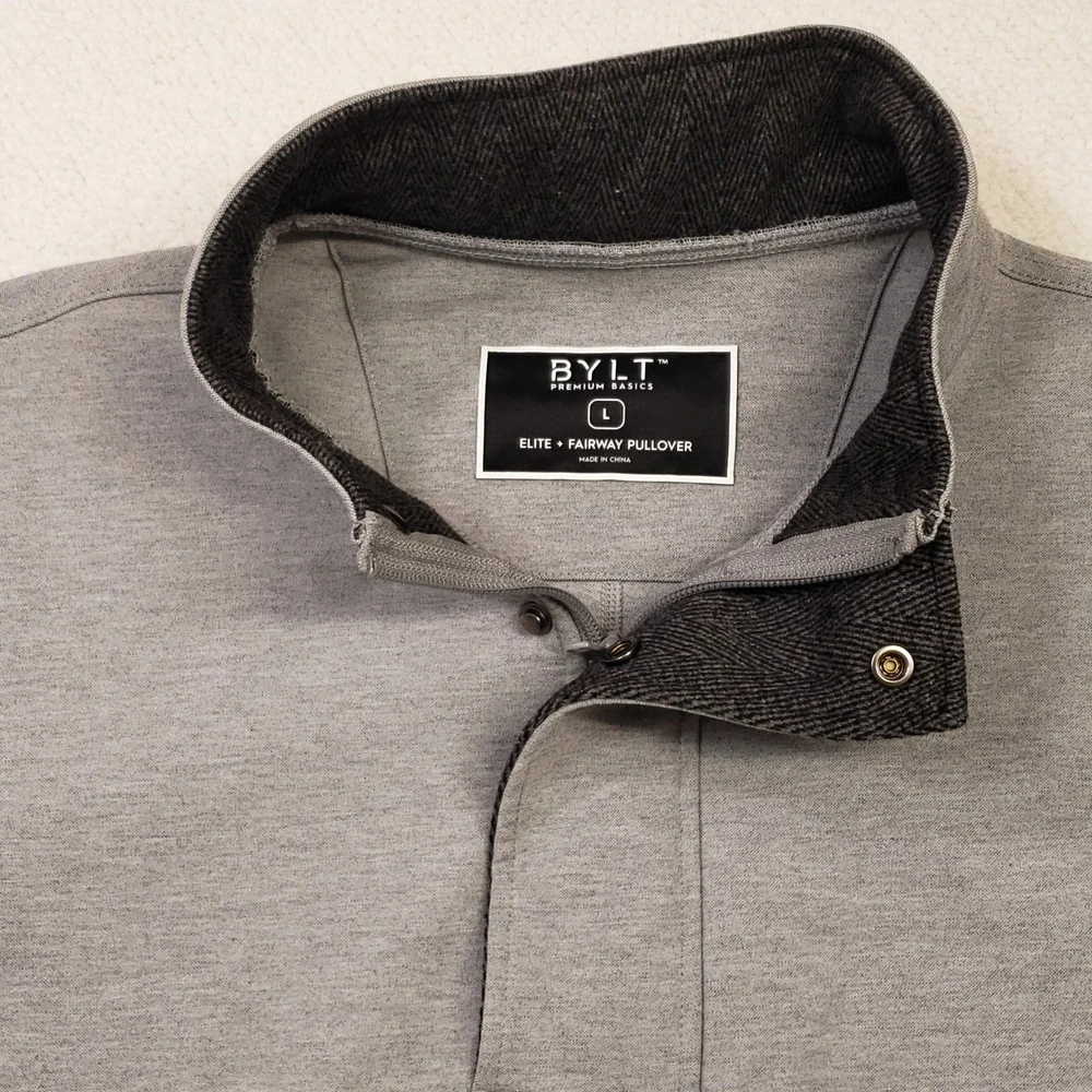 BYLT Elite Fairway Pullover Mens Large Gray Quarter Snap Stretch Golf Sweater